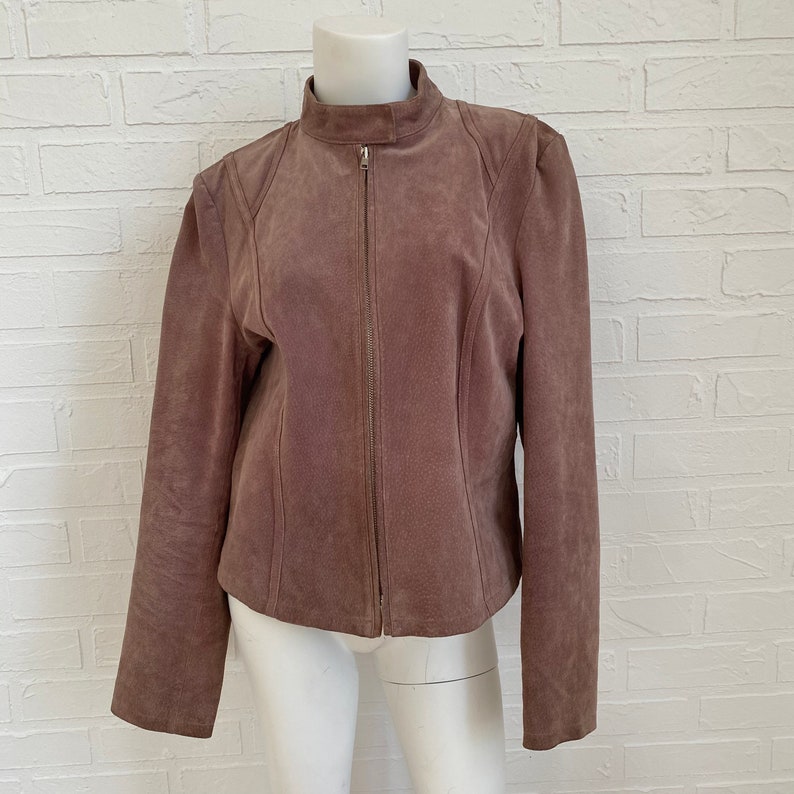 VTG Y2K Moto Mauve Leather Jacket Women/'s L