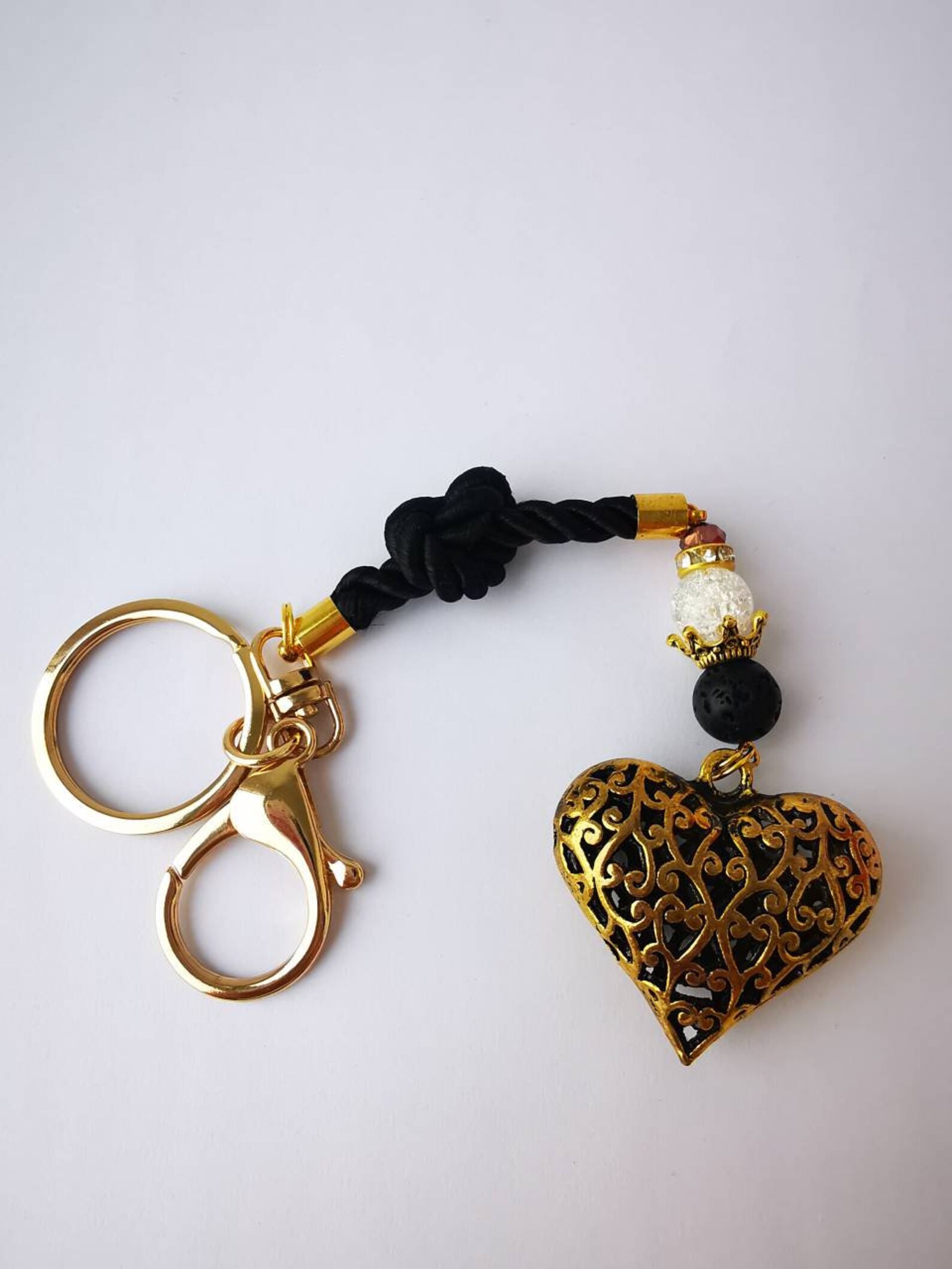 Gold Heart Key ring Hand Made Keychain Personalised Keyring Etsy