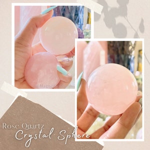 Rose Quartz Sphere 50mm Crystal Ball Heart Chakra Healing Rose Quartz Crystal Gifts image 1