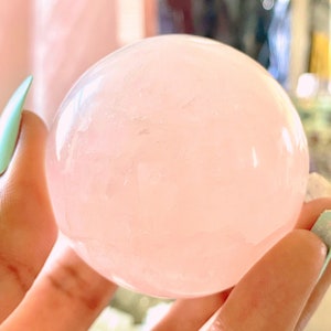 Rose Quartz Sphere 50mm Crystal Ball Heart Chakra Healing Rose Quartz Crystal Gifts image 2