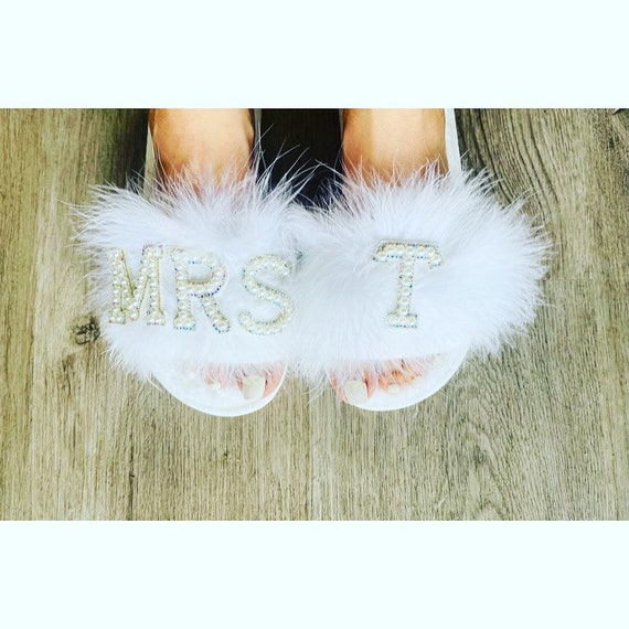 Feather Bride Slippers I Do Slippeerscustomized Slipperspeal