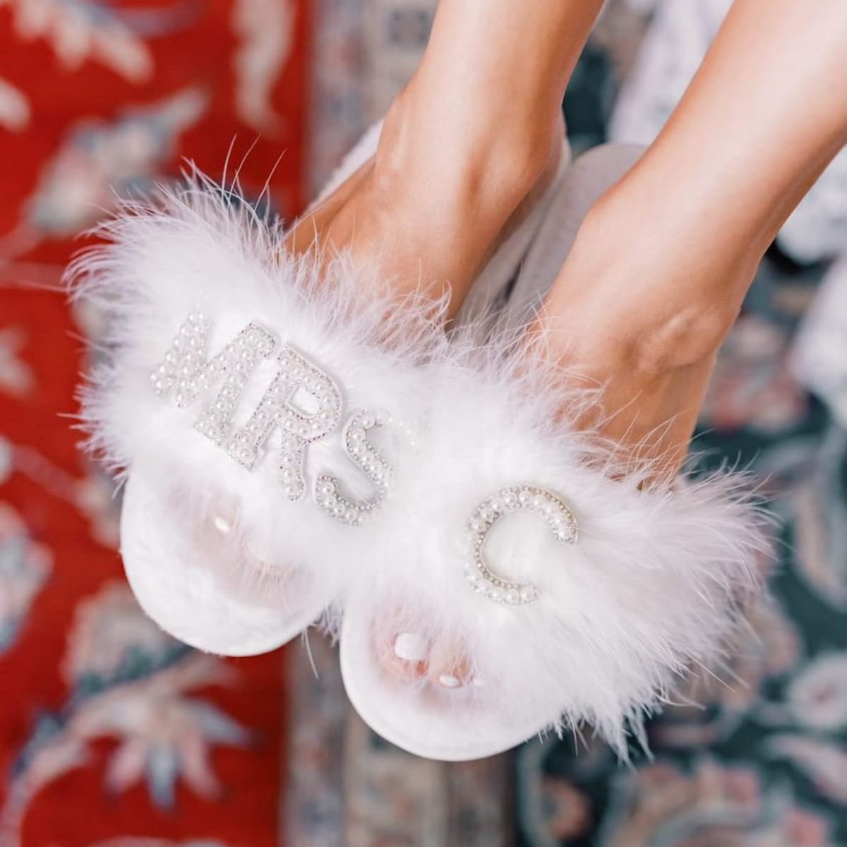 Feather Bride Slippers- Etsy (Size 7.5-8 US Women's)