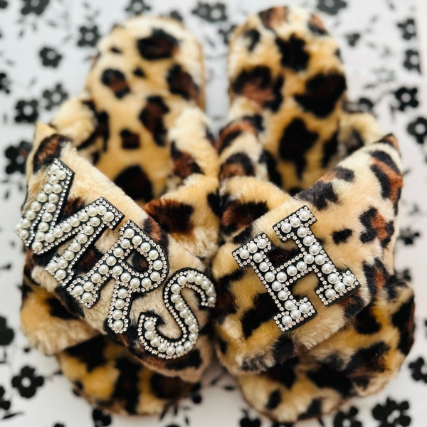Leopard Bride Slippers|Leopard I Do Slippers|Mrs Leopard Slippers|Bridal Shower Gifts|Bridal Slippers|Gifts For Her|Personalized Slippers