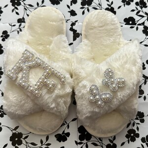 Faux Fur Flower Girl SlippersPersonalized Kids SlippersGifts for KidsHoliday Gifts for KidsChristmas Gifts for KidsFlower Girl Slippers image 2