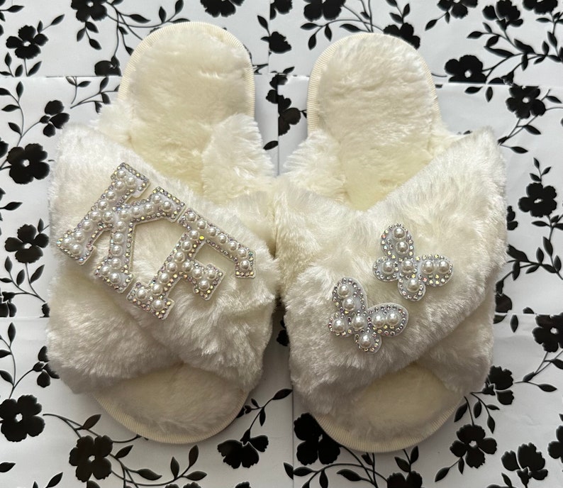 Faux Fur Flower Girl SlippersPersonalized Kids SlippersGifts for KidsHoliday Gifts for KidsChristmas Gifts for KidsFlower Girl Slippers image 2