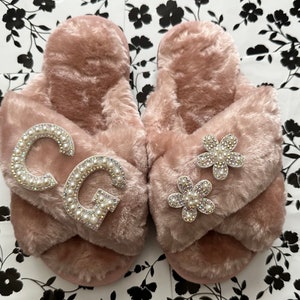 Faux Fur Flower Girl SlippersPersonalized Kids SlippersGifts for KidsHoliday Gifts for KidsChristmas Gifts for KidsFlower Girl Slippers image 4