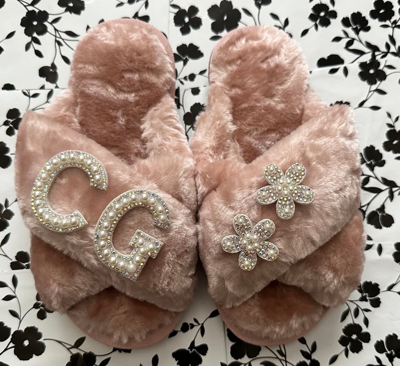 Faux Fur Flower Girl SlippersPersonalized Kids SlippersGifts for KidsHoliday Gifts for KidsChristmas Gifts for KidsFlower Girl Slippers image 4