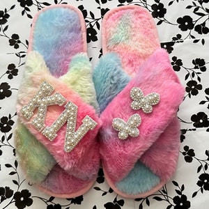 Faux Fur Flower Girl SlippersPersonalized Kids SlippersGifts for KidsHoliday Gifts for KidsChristmas Gifts for KidsFlower Girl Slippers image 6