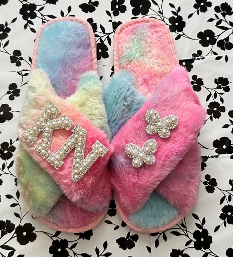 Faux Fur Flower Girl SlippersPersonalized Kids SlippersGifts for KidsHoliday Gifts for KidsChristmas Gifts for KidsFlower Girl Slippers image 6