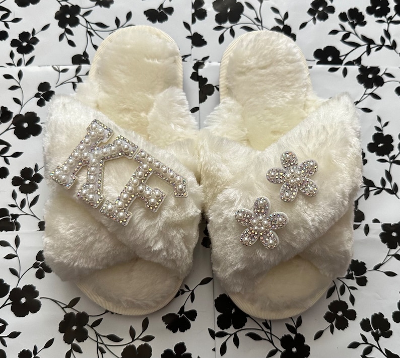 Faux Fur Flower Girl SlippersPersonalized Kids SlippersGifts for KidsHoliday Gifts for KidsChristmas Gifts for KidsFlower Girl Slippers image 1