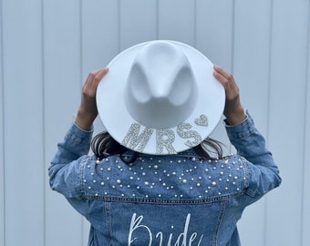 Mrs Fedora| Bachelorette Party Bride Fedora|Bling Bride| Honeymoon Fedora Hat