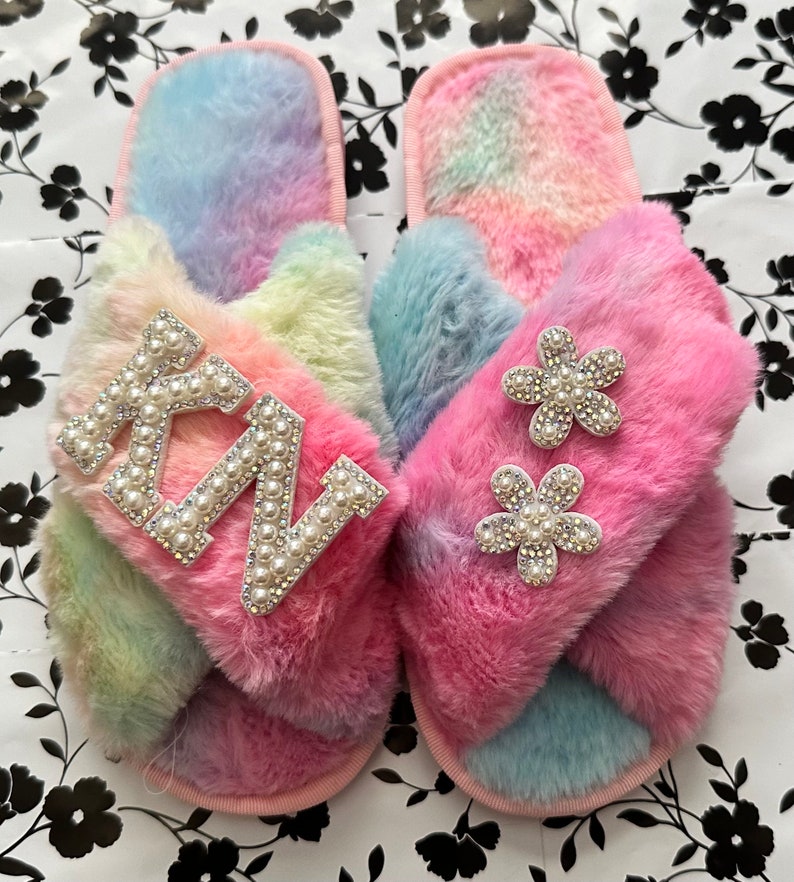 Faux Fur Flower Girl SlippersPersonalized Kids SlippersGifts for KidsHoliday Gifts for KidsChristmas Gifts for KidsFlower Girl Slippers image 5