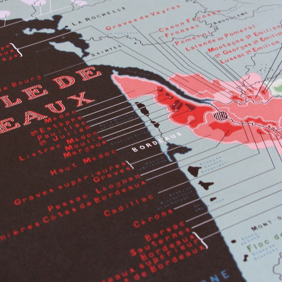 French AOC Wine And Vineyard Map Vintage Classroom style Etsy