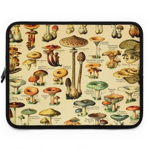Vintage Mushrooms Laptop Sleeve, Cottage Core Laptop Sleeve, Boho Laptop Cover, Tablet Case, Laptop Bag, Laptop Sleeve Pattern, 7&quot; to 17&quot;