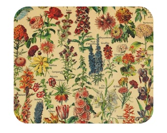 Vintage Flower Mousepad, Floral Mousepad, Flower Print Mousepad, Cottagecore Mousepad, Fine Art Mousepad, Boho Mousepad, Adolphe Millot Art