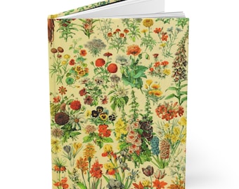 May include: A vintage botanical illustration of various flowers, with each flower labeled with a number. The illustration is printed on a yellow background and features a variety of colors, including red, pink, yellow, blue, and purple.