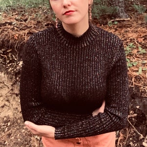 Vintage 90s | Extra Small | Disco | Rainbow | Metallic | Festival | Ribbed | Turtle Neck | Sweater | Women’s | Petite | Made by Gianni Bini