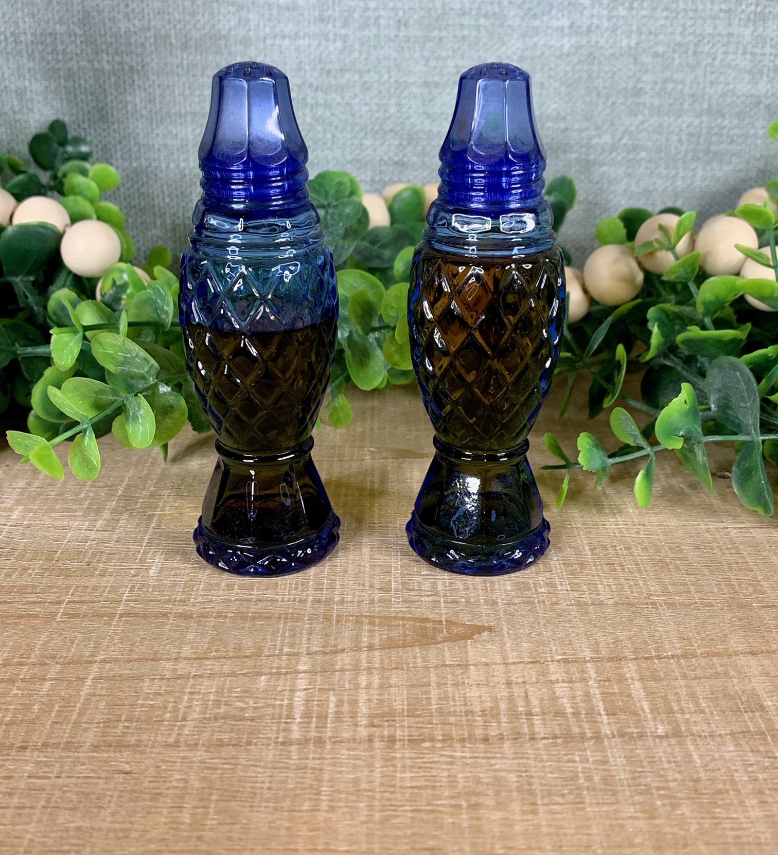Blue Glass Salt & Pepper Shakers Etsy