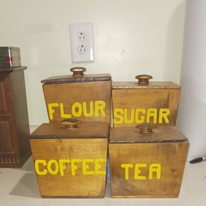 VTG Handmade Wood Canister set  - Kitchen Farmhouse