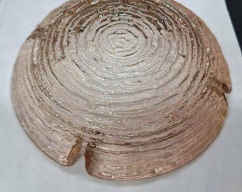 Anchor Hocking Soreno Pink Glass Ashtray 6" Round MCM Textured Catchall VTG
