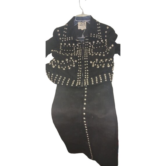 Vintage Roncelli black denim studded pant suit '7… - image 1