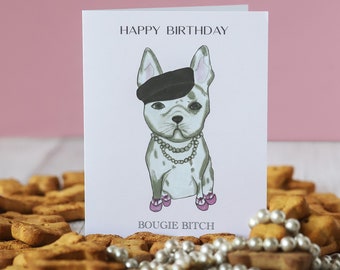 French bull dog pet birthday card
