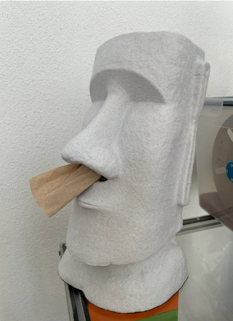 Moai tissue dispenser Moai Sculpture Art History Prehistoric Sacred Spirit Magical Power Gift 3D Printed image 2