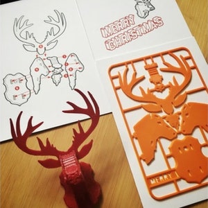 Kit di carte con renna - Un kit modello piatto che si trasforma in un puzzle 3D per divertimento fai-da-te - Ottimo regalo per riempire le calze di Natale, regalo per bambini