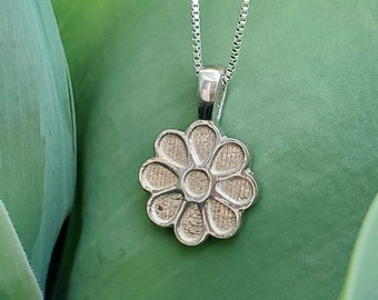 birth flower necklace, dainty flower necklace, silver daisy pendant, sunflower charm necklace, made in the USA