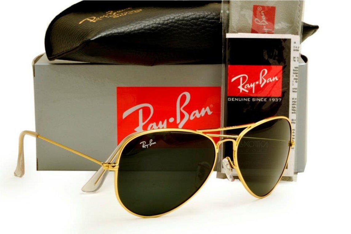 Sunglasses Ray ban Aviator RB3025 Gold Frame Black Lens Etsy