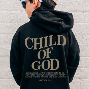 Sudadera con capucha para niños "Jóvenes Hijos de Dios" con Jesús "Te ama", sudadera con capucha cristiana, sudadera con capucha de Jesús, sudadera con capucha moderna con versículo bíblico, mercancía cristiana