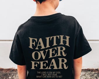 Camiseta de Jesús para niños "Fe sobre el miedo" Mercancía de Jesús Ropa de Jesús Camiseta de las Escrituras Camiseta cristiana para niños Ropa cristiana Ropa de calle cristiana
