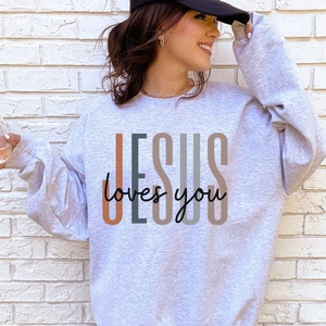 Sweat-shirt Jésus Sweat-shirt chrétien Ras du cou Jésus Sweat-shirts Faith Sweat à la mode Ras du cou tendance Sweat-shirt Jesus Loves You Pray