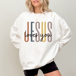 Sweat-shirt Jésus Sweat-shirt chrétien Ras du cou Jésus Sweat-shirts Faith Sweat à la mode Ras du cou tendance Sweat-shirt Jesus Loves You Pray