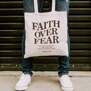 Faith Over Fear Tote Bag Aesthetic Christian Tote Bag Aesthetic Tote Bag Trendy Tote Cute Tote Bag Bag Retro Tote Bag Canvas Grocercy Bag