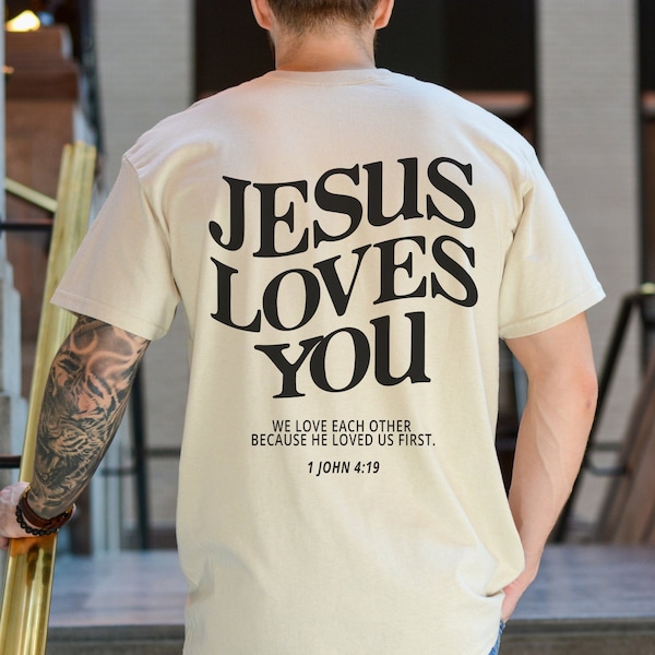 Jezus houdt van jou christelijke T-shirts christelijk shirt aanbiddingsshirt Jezus shirt christelijke kleding christelijke T-shirts bijbelvers christelijke merchandise