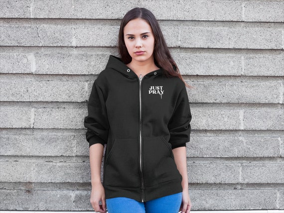 christian zippered hoodie