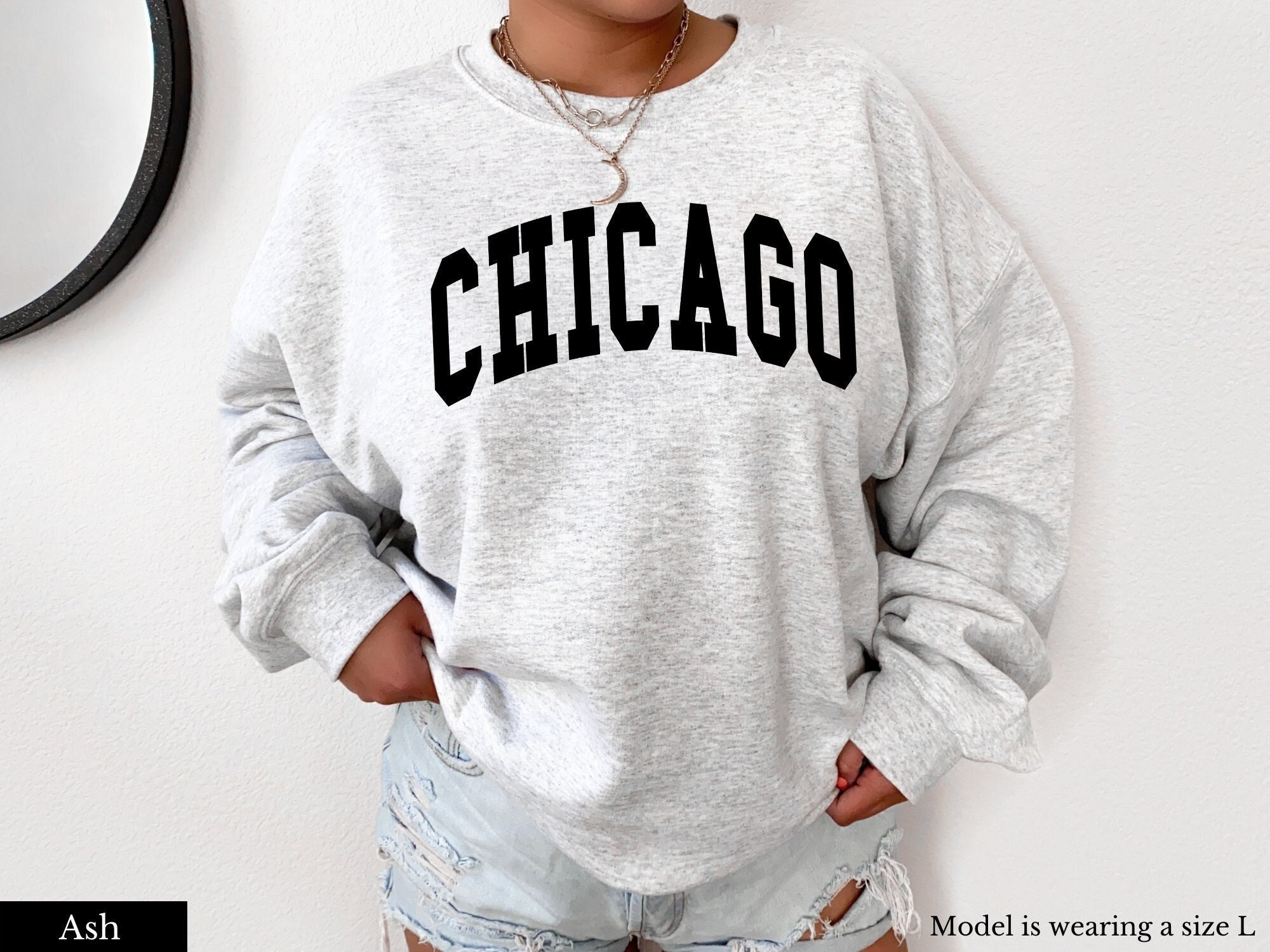 Chicago Crewneck Chicago Sweatshirt Chicago Shirt Chicago Merch Gift From Chicago College Sweatshirt Crew Neck Sweatshirt Etsy
