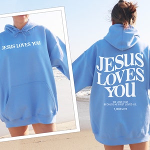 Jesus Loves You Hoodie Kinder - Religiöser Kapuzenpullover 2-12 Jahre