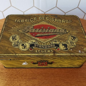 Parisiana, fábrica de cigarros. Lata/contenedor para 50 puros, puros estándar.