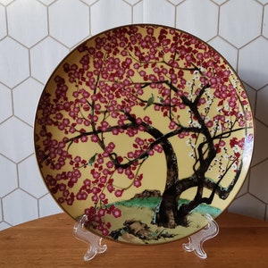 Franklin Mint, Uccelli e fiori d&#39;Oriente. Piastra febbraio; Bush Warbler e Albicocco