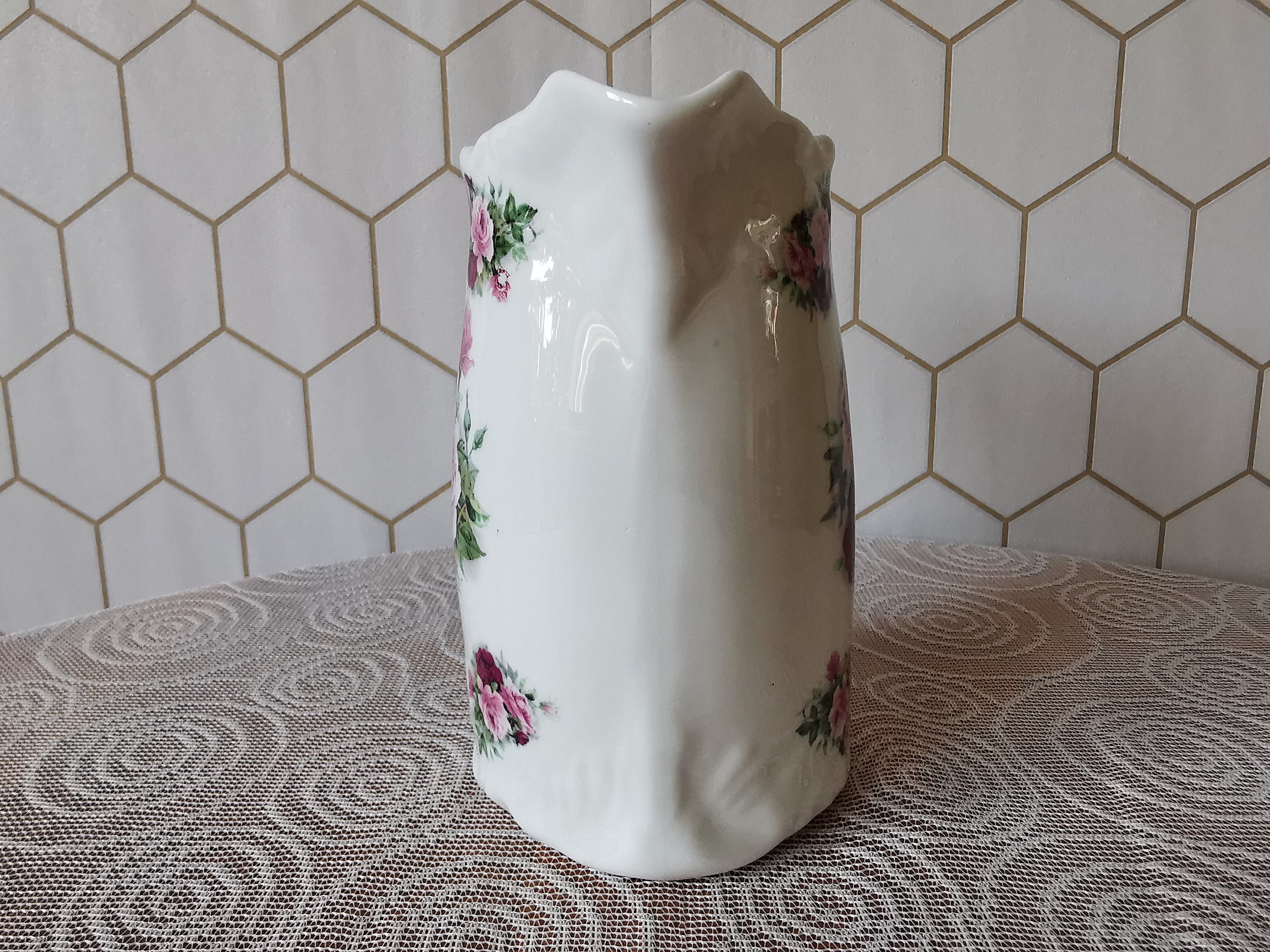 English Bone China Staffordshire Beautiful milk jug with rose decoration Brockton Manor