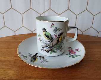 Cup and saucer with birds, Eschenbach Bavaria-Germany