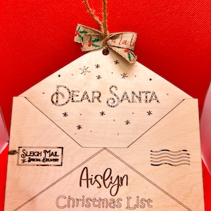 Carta ao enfeite de Papai Noel | Enfeite de lista de natal com nome | personalizado | Presente único | Madeira cortada a laser