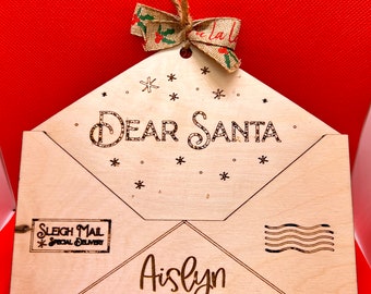 Letter to Santa ornament | Christmas list ornament with name | personalized | One of a kind gift | Laser cut wood