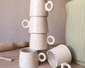 Espressotassen-Set aus Keramik, Espressotassen-Set aus Steinzeug, Espressotassen-Set, handgemachte Kaffeetasse, Geschenk für Kaffeeliebhaber