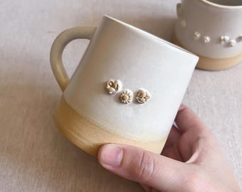 Flowers Mug, Handmade Stoneware Coffee Mug, Cottagecore Ceramic Cup, Coffee Cup