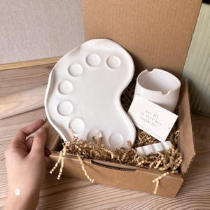 Keramik-Aquarellpalette und Malerpaket, Pinselablage und Tasse, Malerei und Kunst, Geschenk für Maler