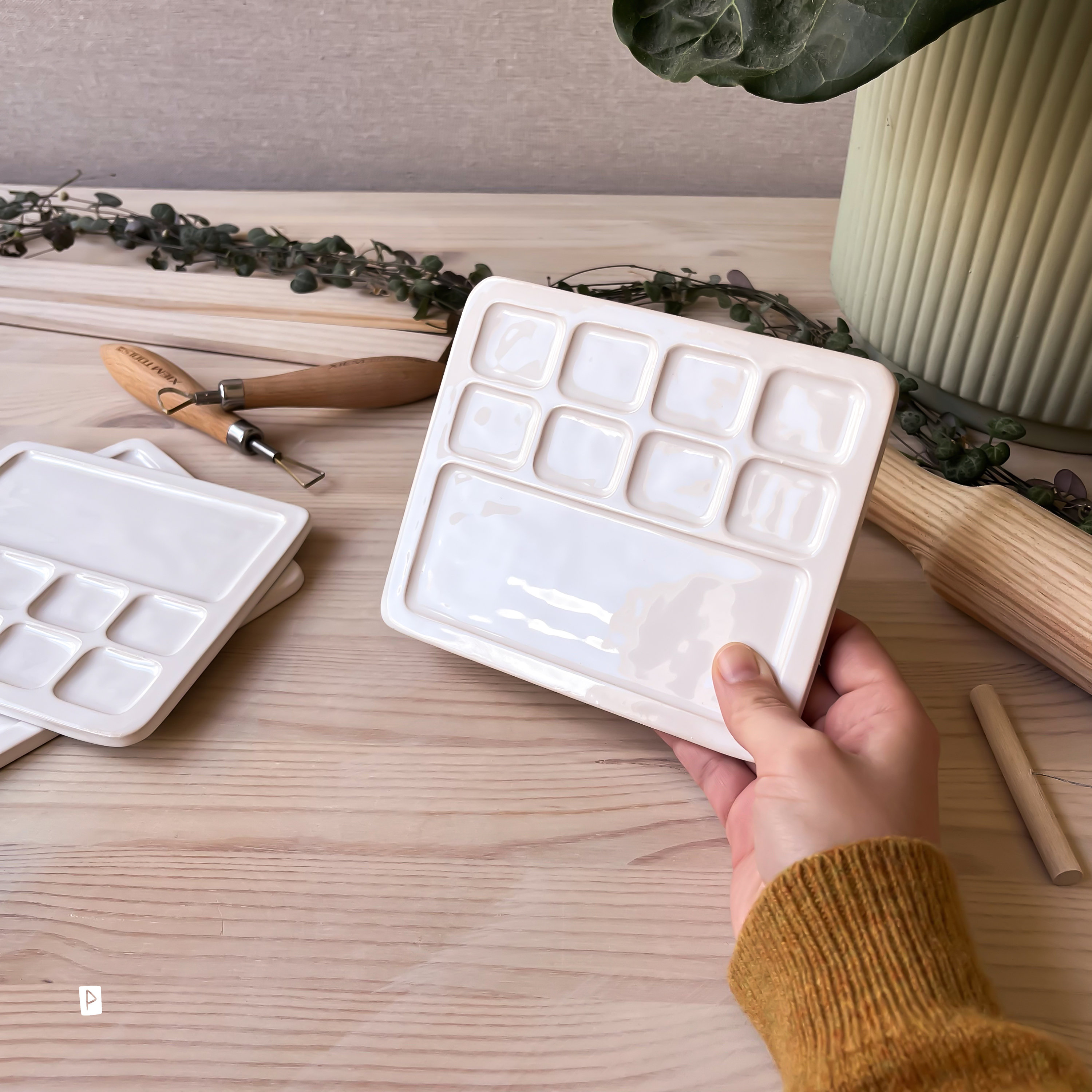 陶器の水彩パレット、手作りの陶器、絵画とアート - Etsy 日本
