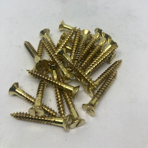 5 X 1 Vintage Detroit Brass Screws (24) Slotted Flat Head Wood Screws